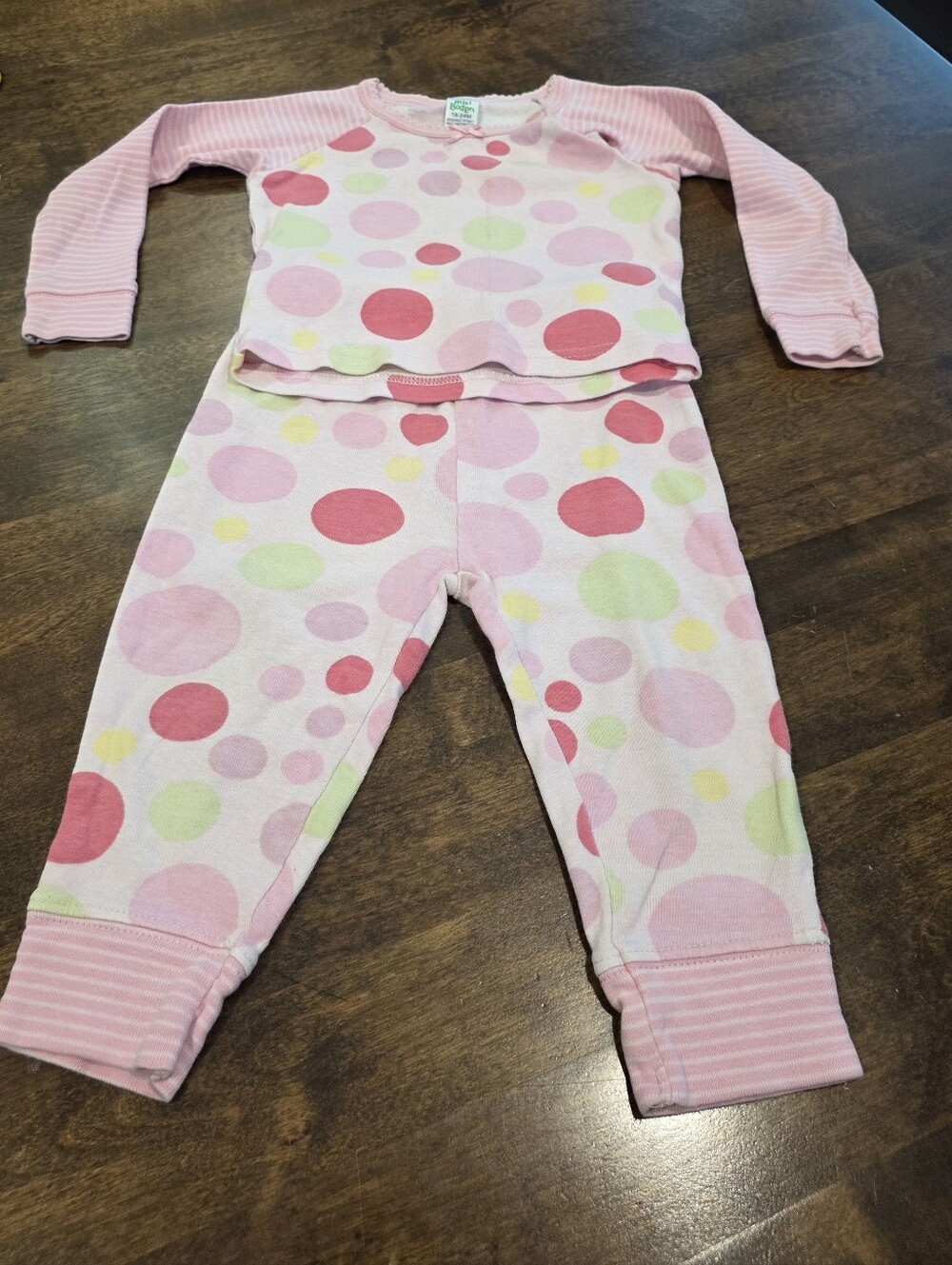 Mini Boden Girls Toddler Polka Dot 2 Piece Pj Set 18-24 Montns